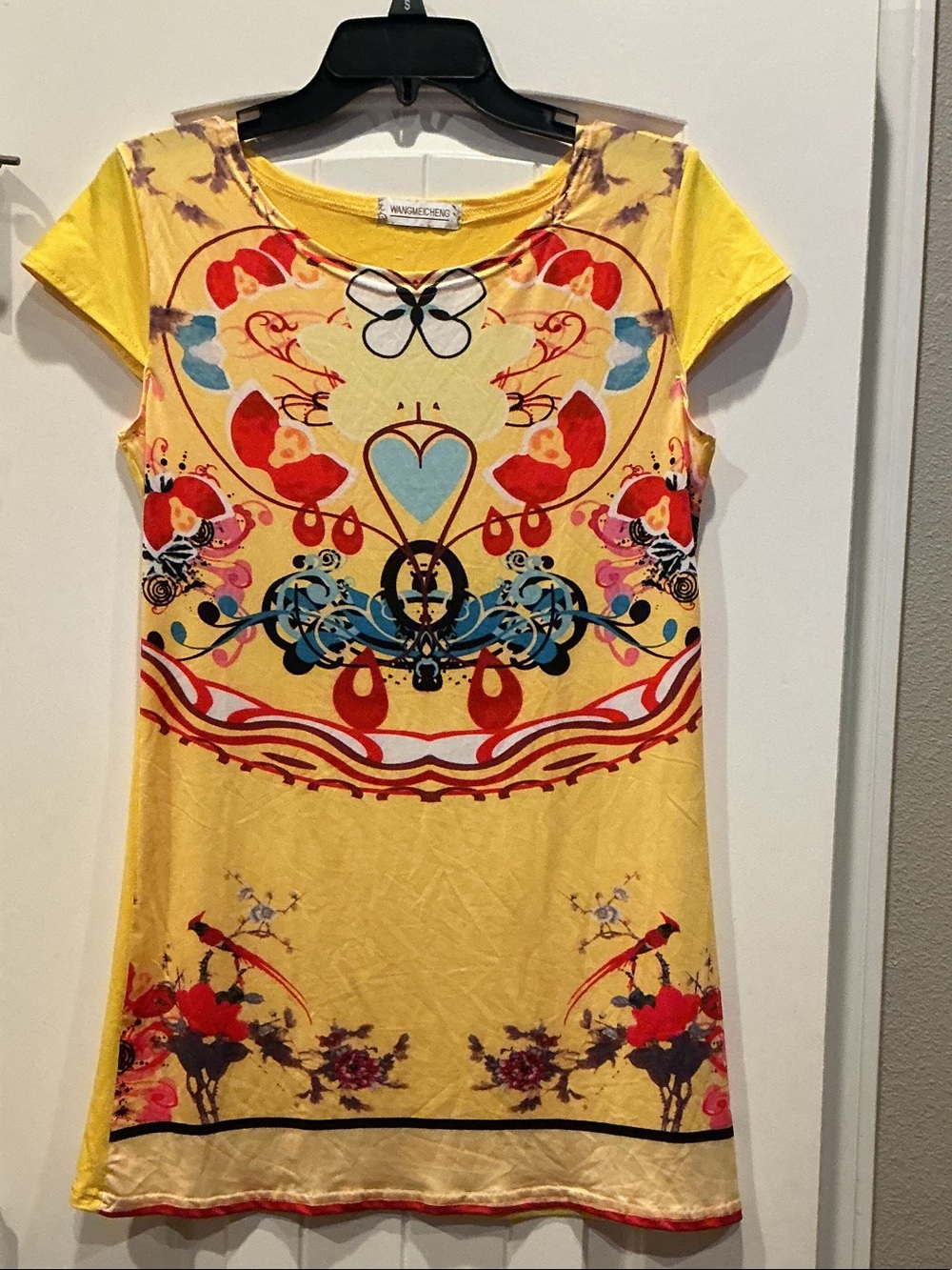 Yellow Floral Graphic Shift Dress